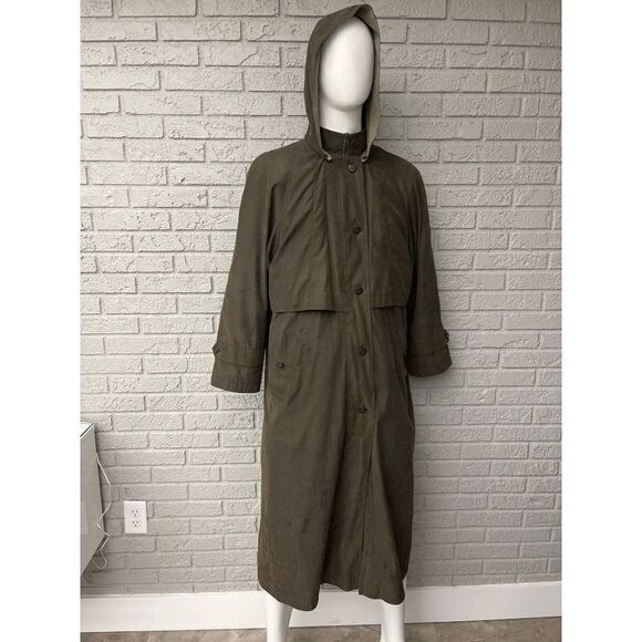 Bill Blass Men Long Trench Coat with Removable Hood / Lining Size 14 - Picture 1 of 15